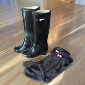 Hunter Classic Black Boots with Cozy Socks